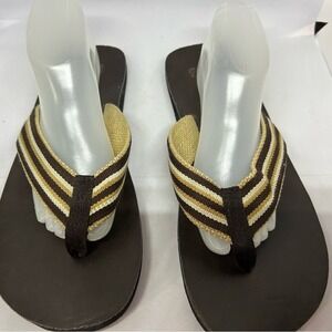 Est‎ 1865 Flip Flops Tan Brown White Canvas & Rubber Men's 11